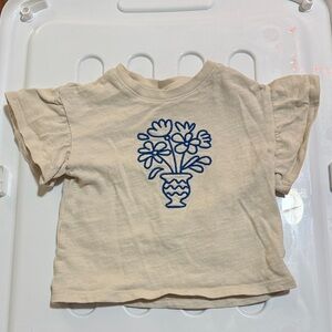 H&M 18M Cream Floral Embroidered Short Sleeve Top